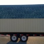 A sideview of this massive Gambrel Shed bound for it's Ishpeming home!