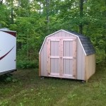 Front view of this stylish 8' by 8' Gambrel Shed