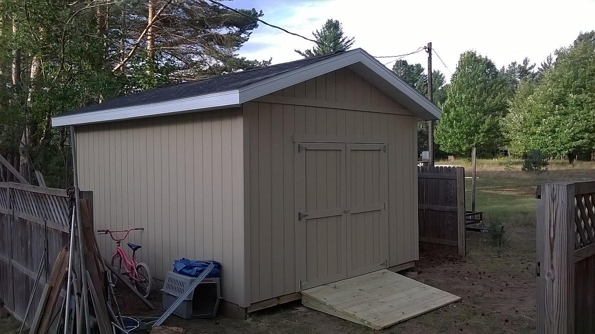 this 12'x16′ gable shed was built on site in harvey