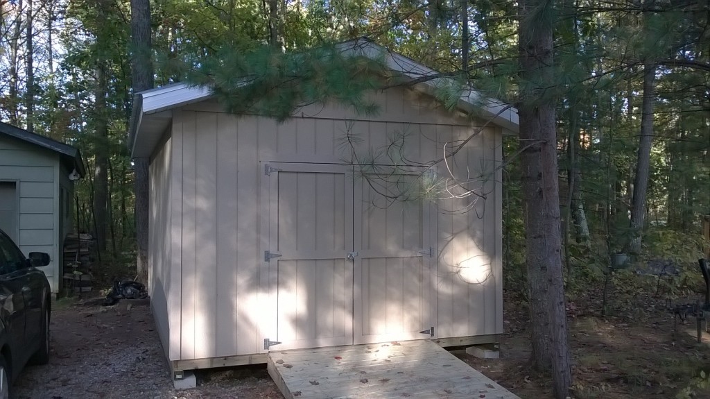 Front view of the brand new 12 x 16 Gable for a Gwinn Home Owner