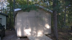Front view of the brand new 12 x 16 Gable for a Gwinn Home Owner