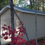 Side view of the PRIME Trim 12x16 Gable Shed