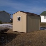 Here is a back view of the shed where you can see the professional grade roofing and small back window