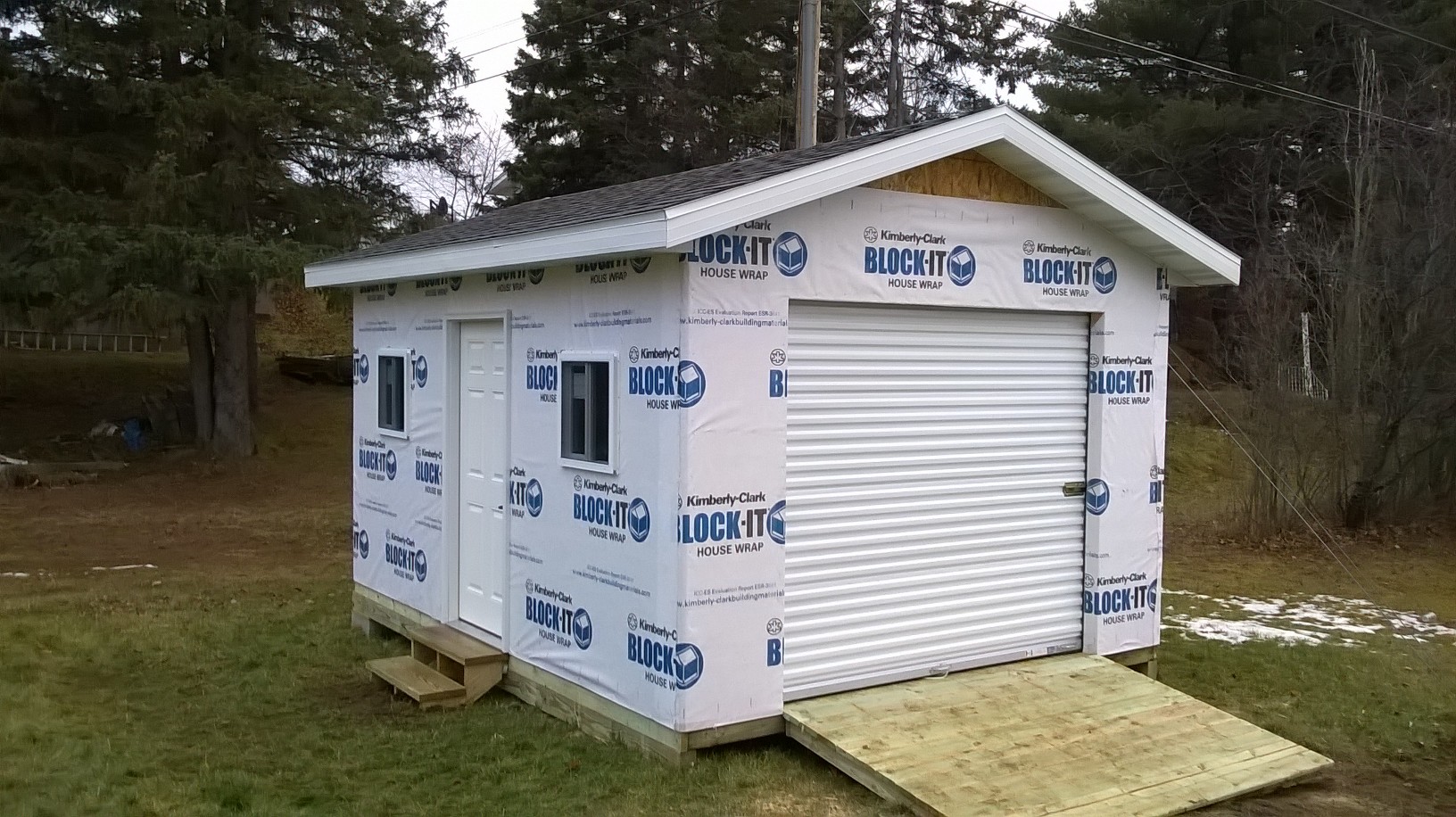 A custom Premium 12 x 16 gable shed ready for siding